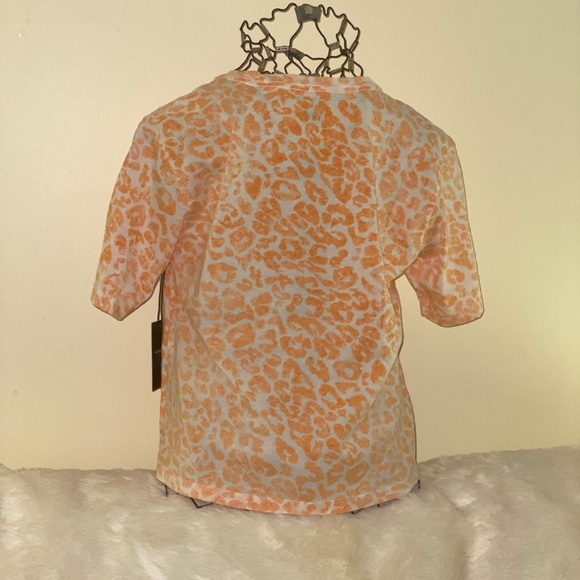 Le Superbe  Leopard  Print Tee Size L Citrus Orange - Picture 2 of 7